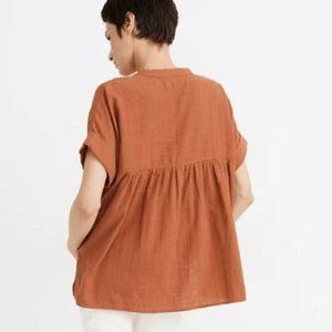 Madewell Women's Lakeline Popover Shirt In Textural Plaid, M, NWT